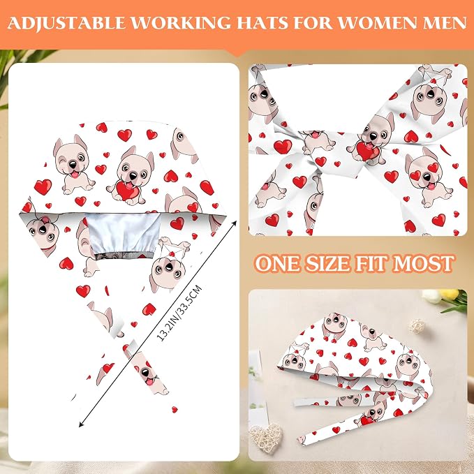 Adjustable Scrub Cap with Buttons & Sweatband, Working Hat with Elastic Tie Back - Image 4