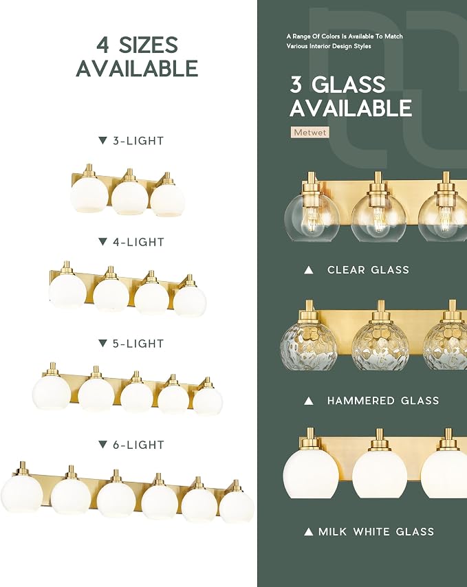Bathroom Light Fixtures, 4 Light Brushed Gold Vanity Light, 26 Inch Modern Wall - Image 8