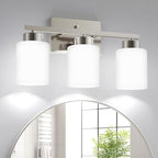 PARTPHONER 3-Light Brushed Nickel Bathroom Light Fixtures, Modern Vanity Light by PARTPHONER