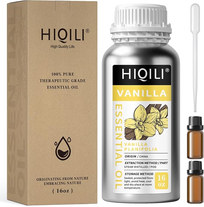 HIQILI 16 Ounces Vanilla Essential Oil, Strong Fragrance by HIQILI