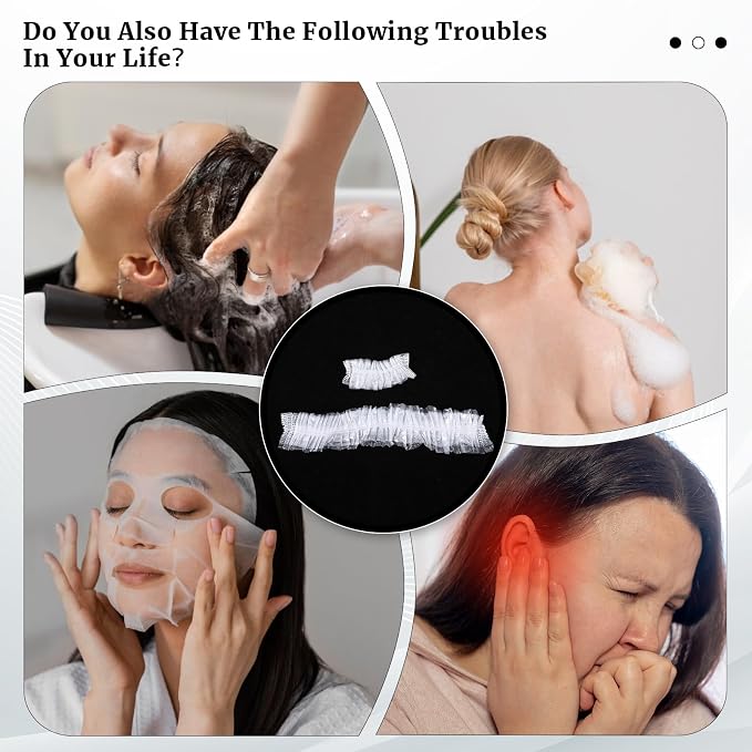 Qianyu 100 PCS Disposable Shower Caps and 100 PCS Earmuffs - Image 7