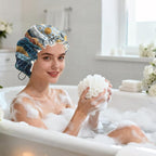 Shower Cap Reusable Double Layer Adjustable Elastic Waterproof EVA Hair Bath - Image 7