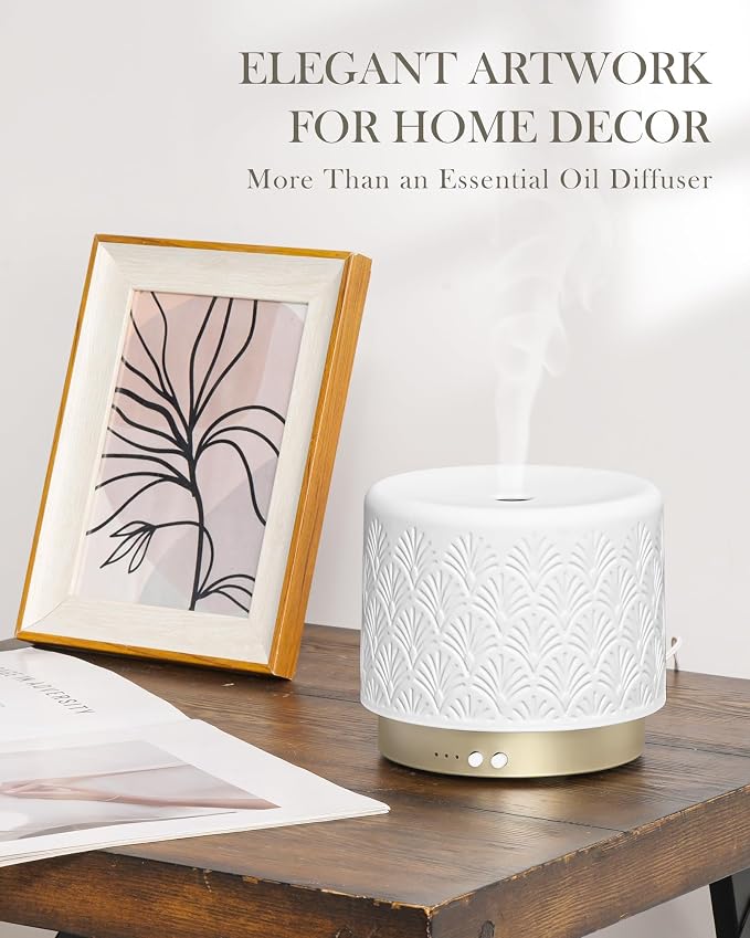 Ceramic Essential Oil Diffuser, 280ml 2.4MHz Ultrasonic Cool Mist Aromatherapy - Image 6