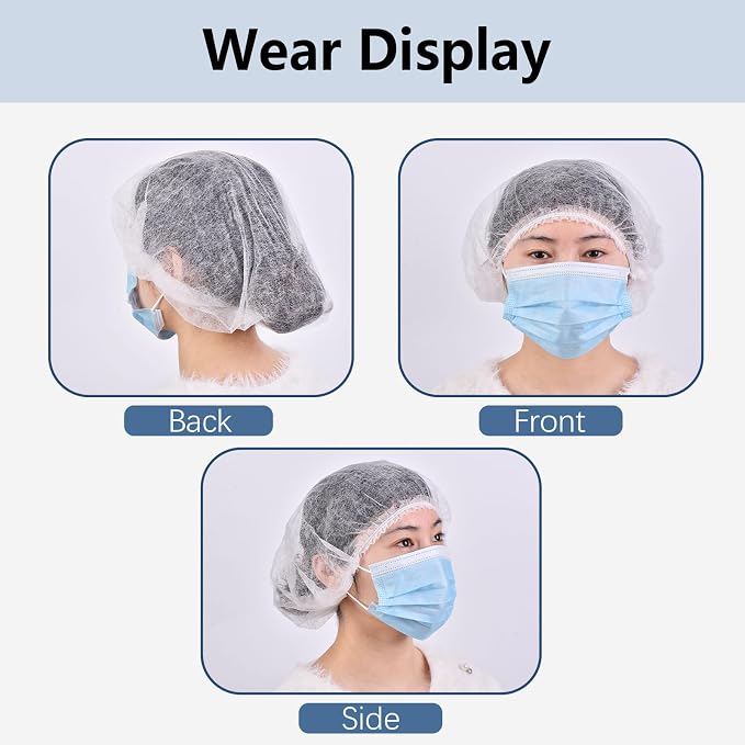 160 Pcs Disposable Bouffant Caps, 21 Inch Stretch, Disposable Hair Net - Image 7