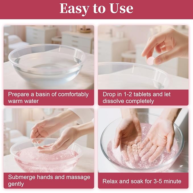Manicure Spa Balls 8oz -Rose Soak Balls Moisturizing Tablets Cuticle Soften - Image 5