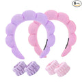 Spa Headband and Wristband Set for Women, Terry Cloth Sponge Headband for by HKOVNE