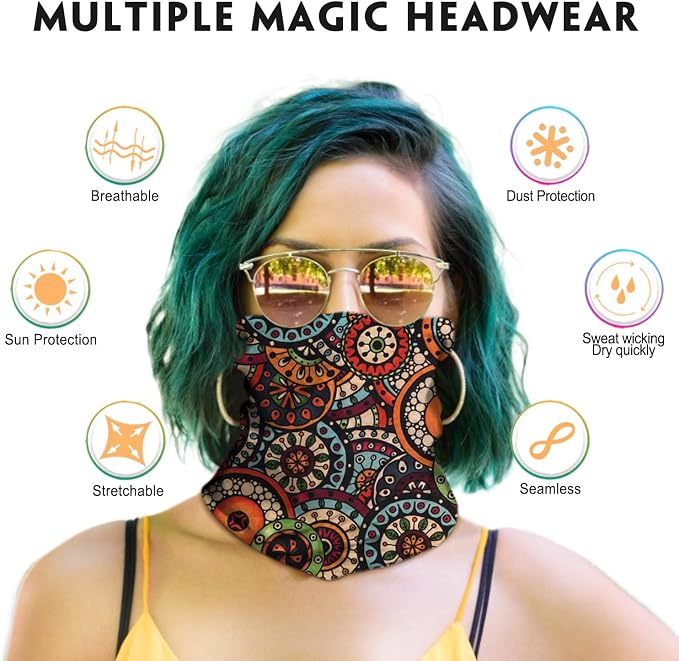 Venswell Neck Gaiter Face Mask Men Women, Seamless Bandana Rave Face Cover - Image 3