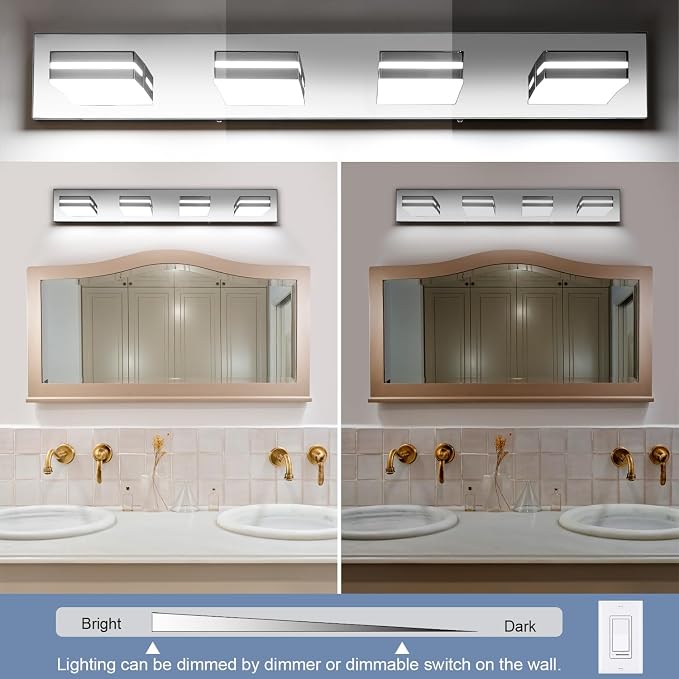 SineRise LED Modern Bathroom Vanity Light Fixtures, Chrome Modern Acrylic - Image 4
