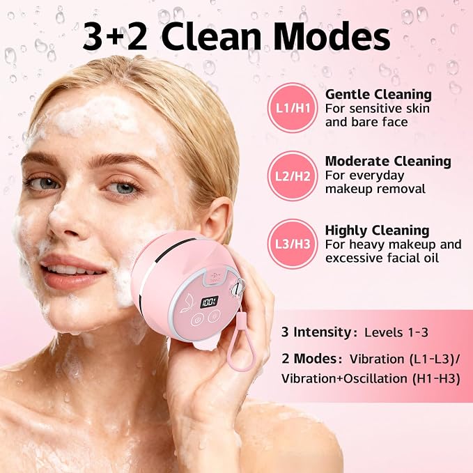 Face Cleansing Brush, Waterproof Silicone Facial Cleansing Brush, 6 Modes - Image 4