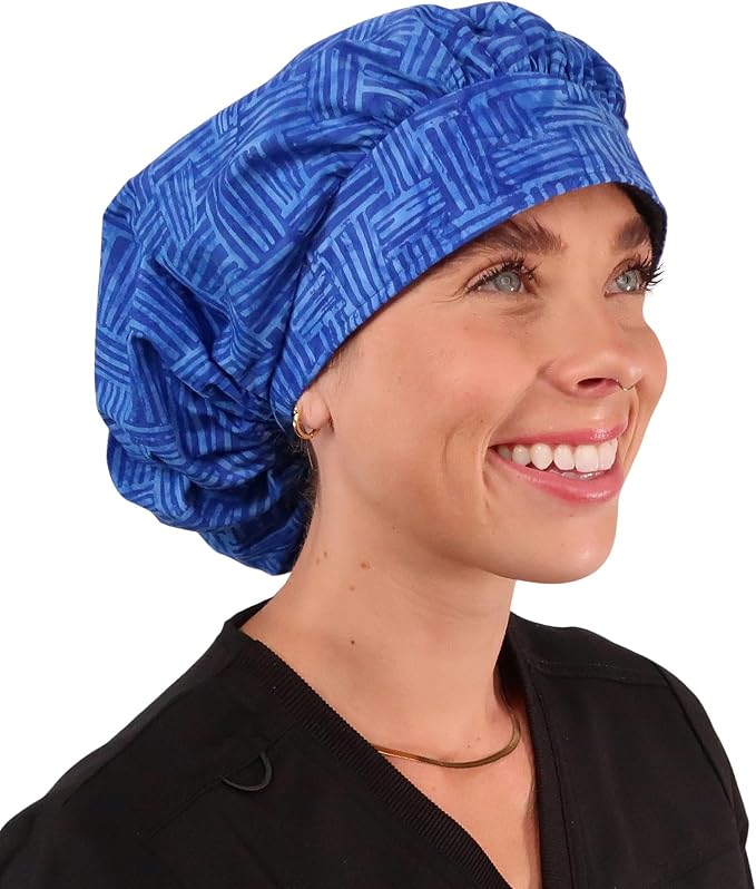 Sparkling EARTH Banded Bouffant Surgical Scrub Ponytail Working Caps and - Image 3