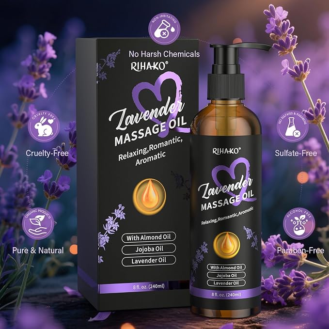 Lavender Sensual Massage Oil for Couples–Relaxing Body Massage Oil for Date - Image 9