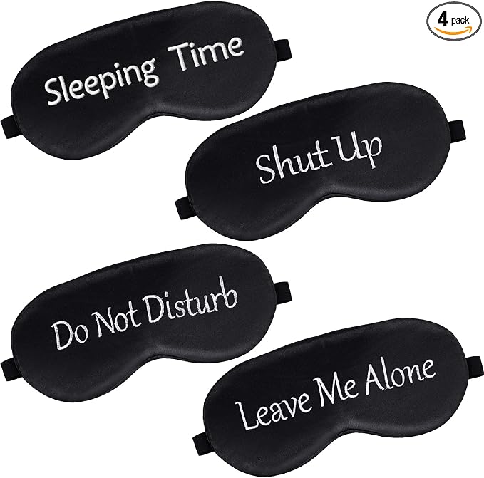 Geyoga 4 Pieces Funny Eye Mask for Sleep Soft Satin Eye Mask Blackout Blindfold by Geyoga