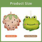 Kids Bath Sponge, Cute Kids Loofah Frog&Strawberry Shower Pouf, Soft Mesh Bath - Image 7