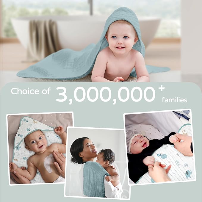 Yoofoss Hooded Baby Towels for Newborn 2 Pack 100% Muslin Organic Cotton Baby - Image 6
