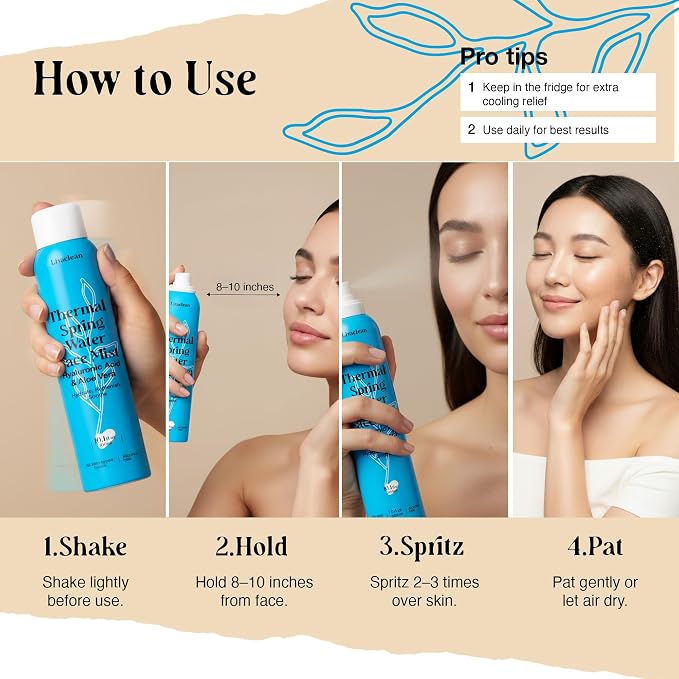 300ml + 50ml Thermal Spring Water Face Spray Mist Hydrating w/ Hyaluronic Acid - Image 3