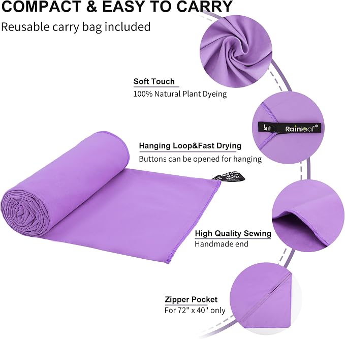 Rainleaf Microfiber Towel Perfect Travel & Gym & Camping Towel. Quick Dry - Image 3