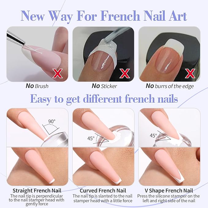 Born Pretty French Tip Nail Stamp, Silicone Stamping Long & Short Jelly Stamper - Image 4