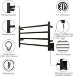 HEATGENE Towel Warmer 4 Bar Towel Dryer Wall-Mounted Plug-in Bath Towel Heater - Image 3