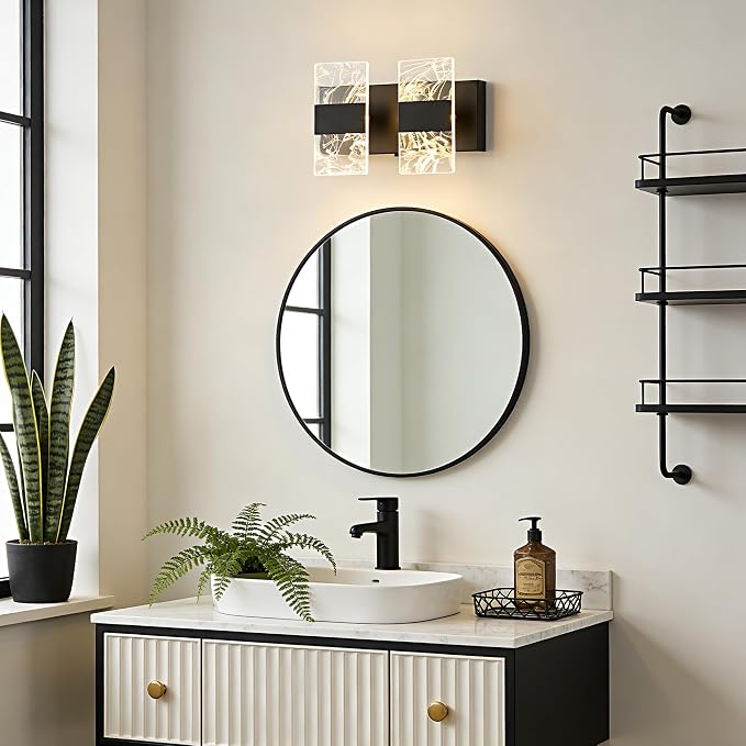 Modern LED Bathroom Light Fixtures Dimmable 2-Light Black Vanity Light - Image 8