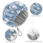 Shower Cap Reusable Double Layer Adjustable Elastic Waterproof EVA Hair Bath - Image 3