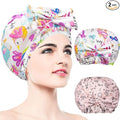 2 PCS Shower Caps, Reusable & Extra Large & Adjustable & Double Layer by WINSTECK