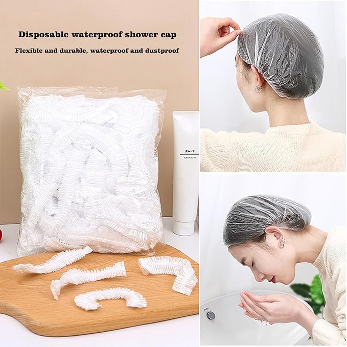 100 PCS Disposable Shower Caps Thickened Waterproof Hair Bath Caps - Image 5