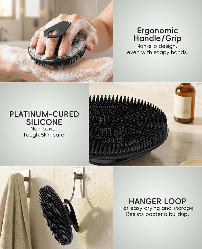 Soft Silicone Shower Brush Body Wash Bath Exfoliating Skin Massage Scrubber - Image 5