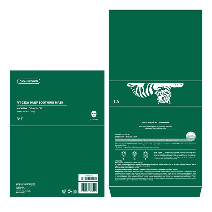 VT COSMETICS CICA Daily Soothing Mask 30 Sheets, Centella Asiatica & Hyaluronic - Image 6