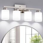 PARTPHONER 4-Light Brushed Nickel Bathroom Light Fixtures, Modern Vanity Light by PARTPHONER