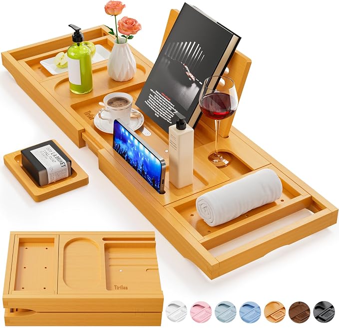 Premium Bathtub Tray Caddy, Expandable Bath Tray, Unique House Warming Gifts by Yirilan