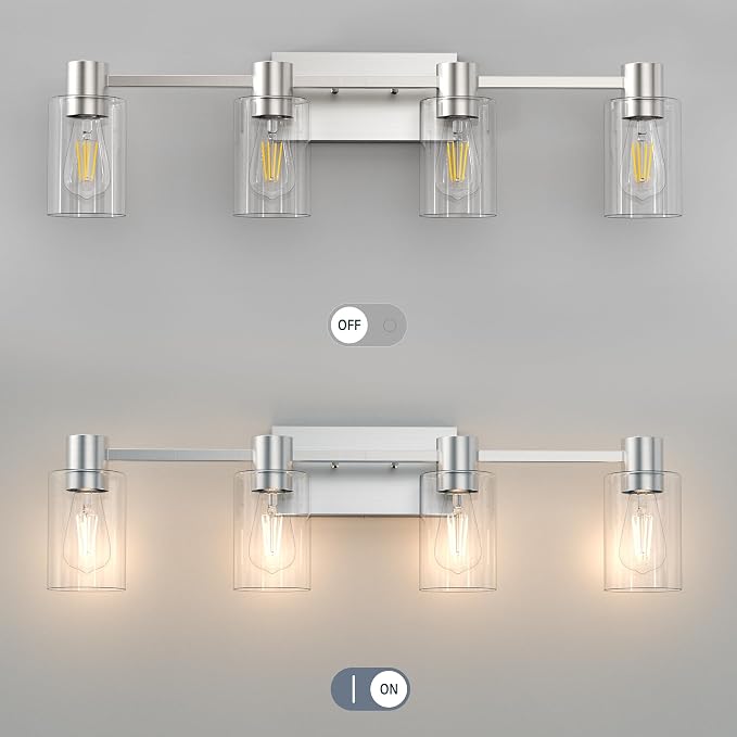 4-Light Modern Vanity Light Fixtures Over Mirror, Brushed Nickel Bathroom Light - Image 5