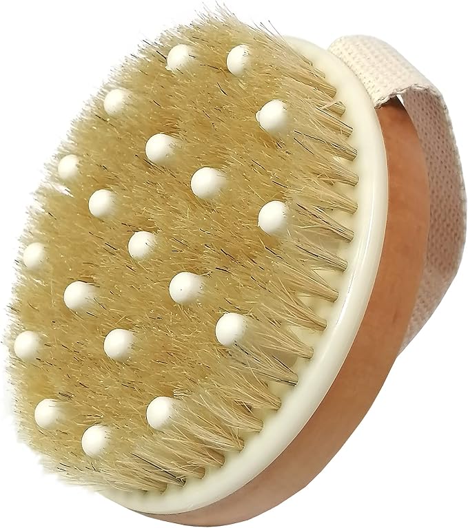 Dry Body Brush, Natural Bristle Bath Brush, Lymphatic Drainage, Stimulate Blood by HUAYINGMEI