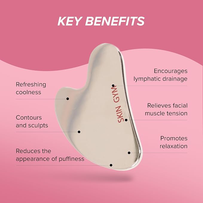 SKIN GYM Cryo Stainless Steel Sculpty Heart Gua Sha, Cooling Facial Massage Tool - Image 3