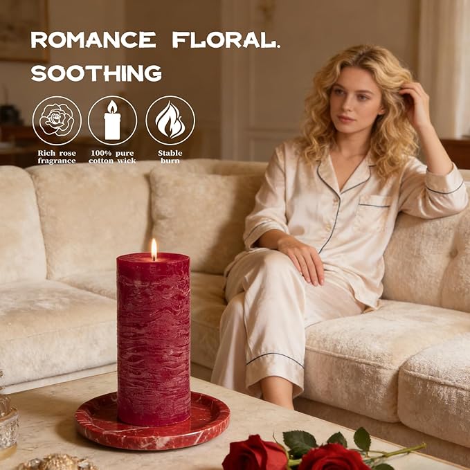 Romantic Rose Scented Pillar Candle - Image 2