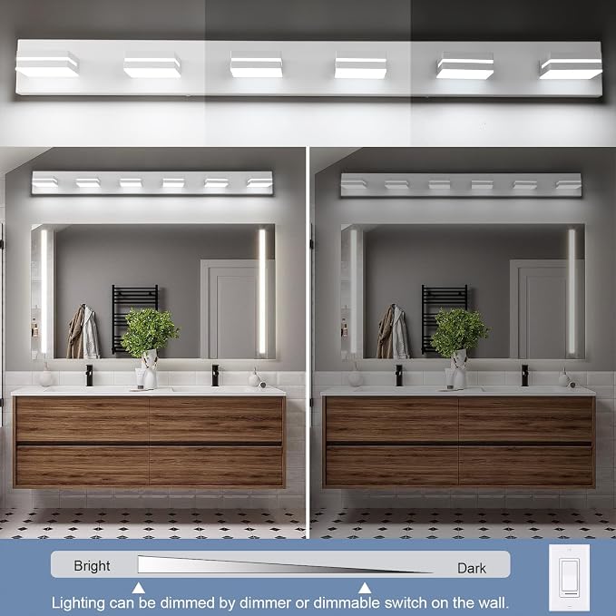 SineRise LED Modern Bathroom Vanity Light Fixtures, Matte White Modern Acrylic - Image 3