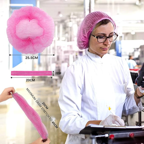 100 Pack 21" Disposable Nonwoven Bouffant Caps Hair Net - Image 2