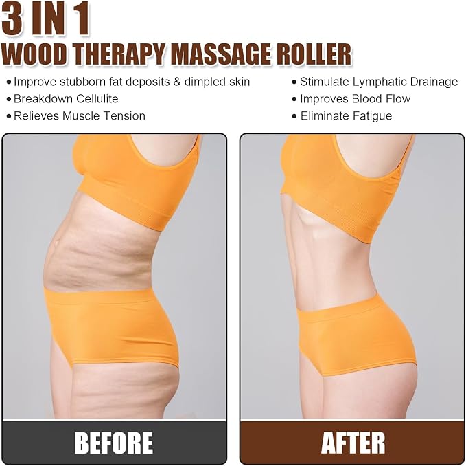 KintKita Wood Therapy Massage Tools 3 in 1, Wooden Lymphatic Drainage Massager - Image 5