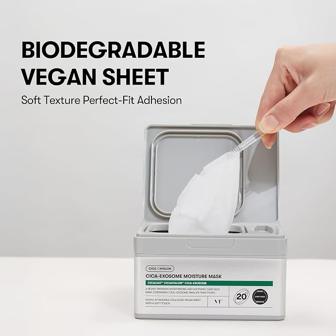 VT COSMETICS Cica-Exosome Moisture Mask 20 Sheets, Centella Asiatica & - Image 5