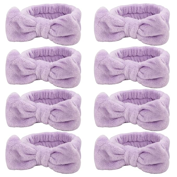 Ondder Spa Headband for Washing Face 8 Pack Purple Skincare Headbands for Women by Ondder