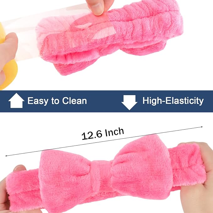 Ondder Spa Headband for Washing Face, Rose Red Terry Cloth - Image 5