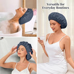 Shower Cap for Women Waterproof Reusable, Large Shower Cap Non-Slip - Image 6