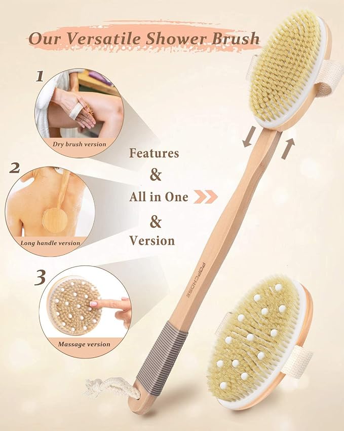 Dry Brushing Body Brush, POPCHOSE Body Scrubber - Image 2