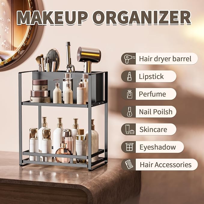 SanDream Hair Tool Organizer Bathroom Countertop, 2-Tier Metal Bathroom - Image 3