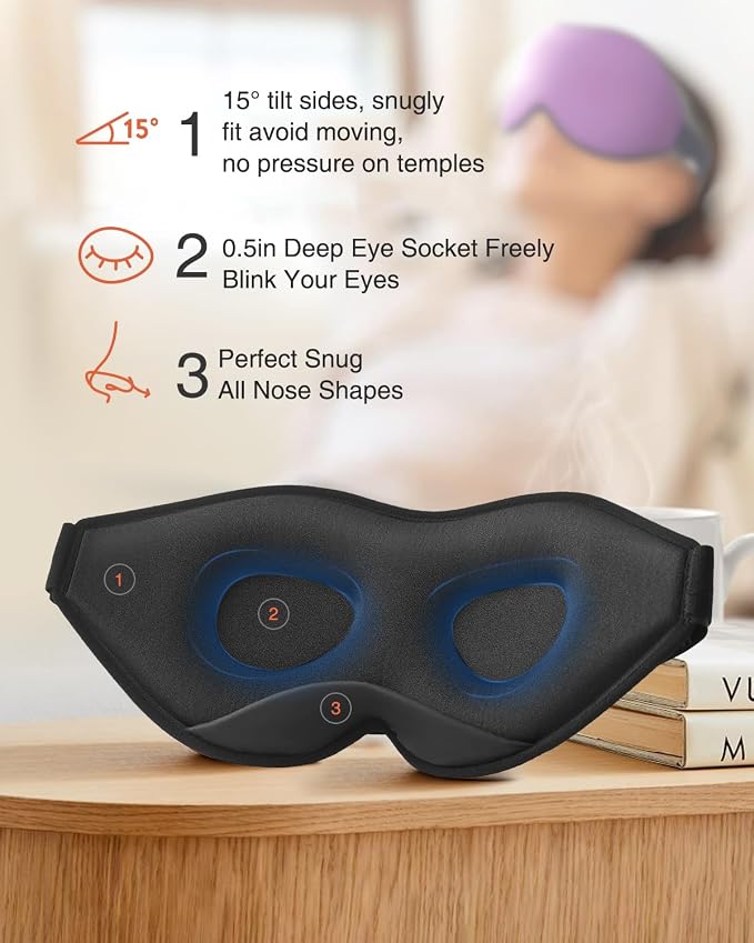 MABAO Sleep Mask for Side Sleeper, Eye Mask for Sleeping Women Men, 3D - Image 4