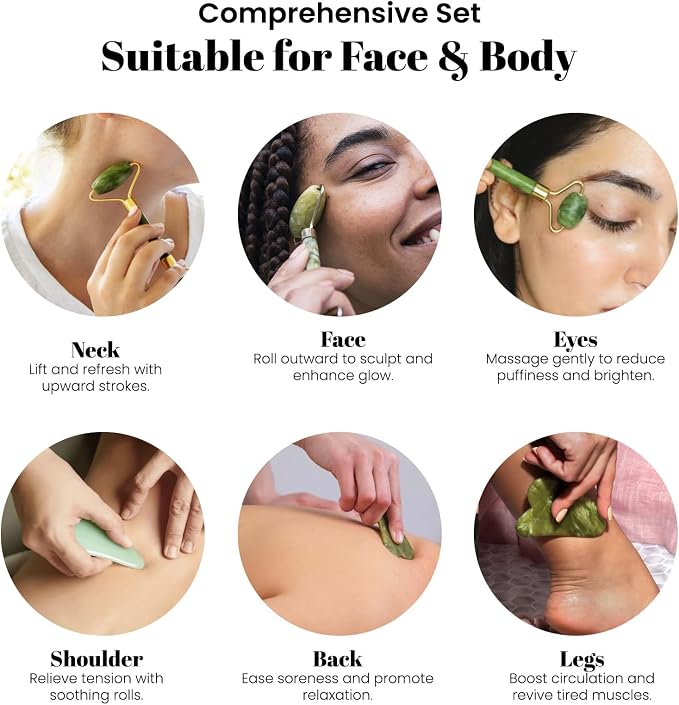 ROSELYNBOUTIQUE Gua Sha Facial Tools & Jade Roller Original Face Massager - Image 5