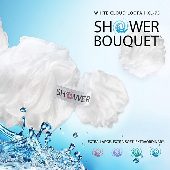 SHOWER BOUQUET Loofah Soft-White-Cloud XL Bath-Sponge 4-Pack // Extra Large 75g - Image 6