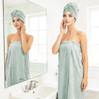 Women’s Adjustable Spa Wrap Towel Set, Microfiber Body Wrap Bathrobe - Image 6