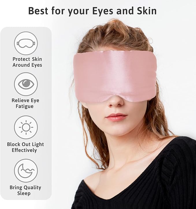 Silk Sleep Mask for Women Men, Mulberry Silk Eye Sleeping Mask & Blindfold - Image 2