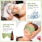 4 Pcs Jade Eye Mask & Skin-Safe Glass Facial Massage Tool, Jade Cooling Mask & - Image 3