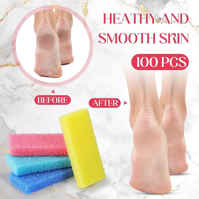 Batiyeer 100 Pcs Pumice Stone for Feet Scrubber Dead Skin Disposable Pedicure - Image 4